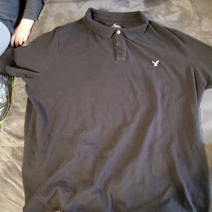 2XL Men's Black American Eagle Polo